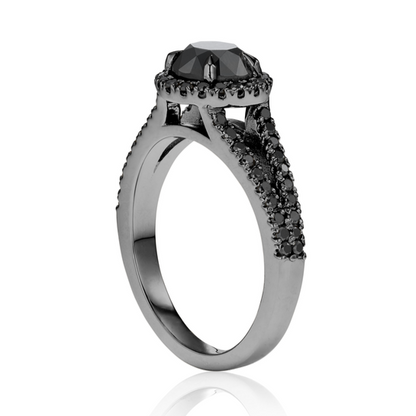 The Lana Black Diamond Engagement Ring 14k Black Solid Gold Gift Her - Blackdiamond