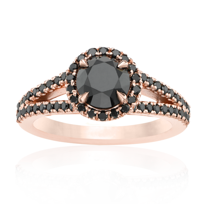 The Lana Black Diamond Engagement Ring 14k Black Solid Gold Gift Her - Blackdiamond
