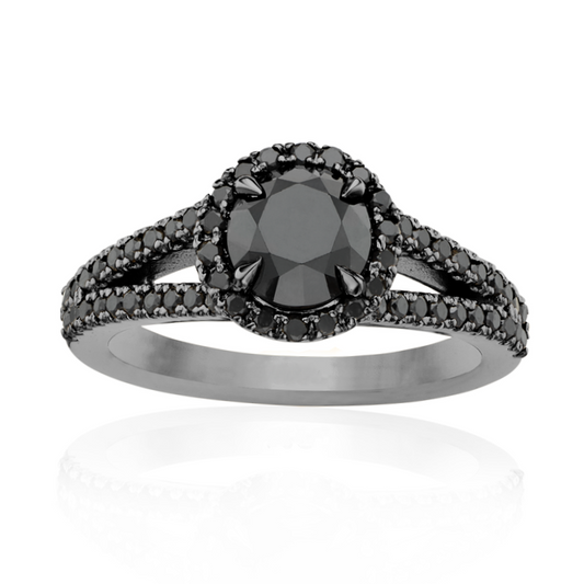 The Lana Black Diamond Engagement Ring 14k Black Solid Gold Gift Her