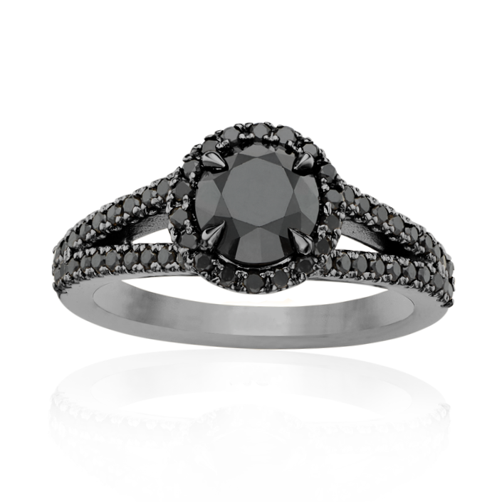 The Lana Black Diamond Engagement Ring 14k Black Solid Gold Gift Her - Blackdiamond