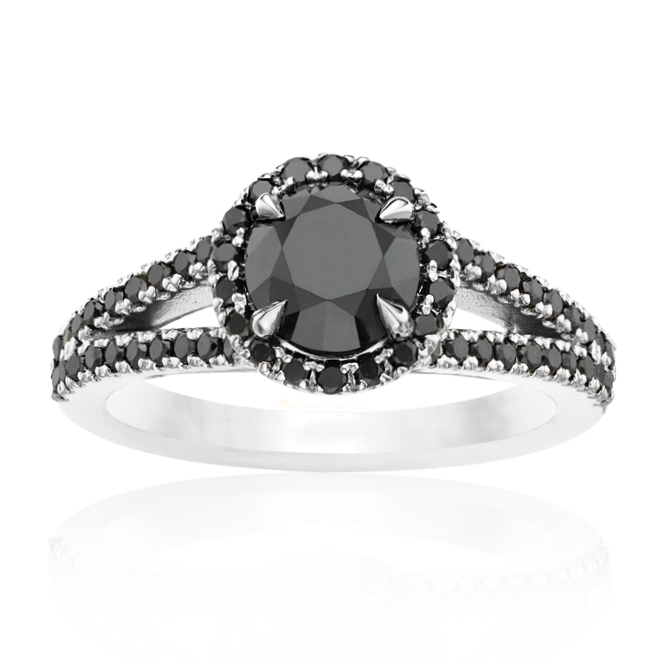 The Lana Black Diamond Engagement Ring 14k Black Solid Gold Gift Her - Blackdiamond