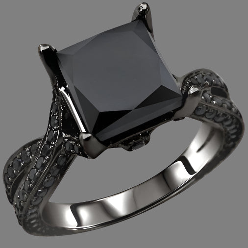 Black Princess Cut Diamond Engagement