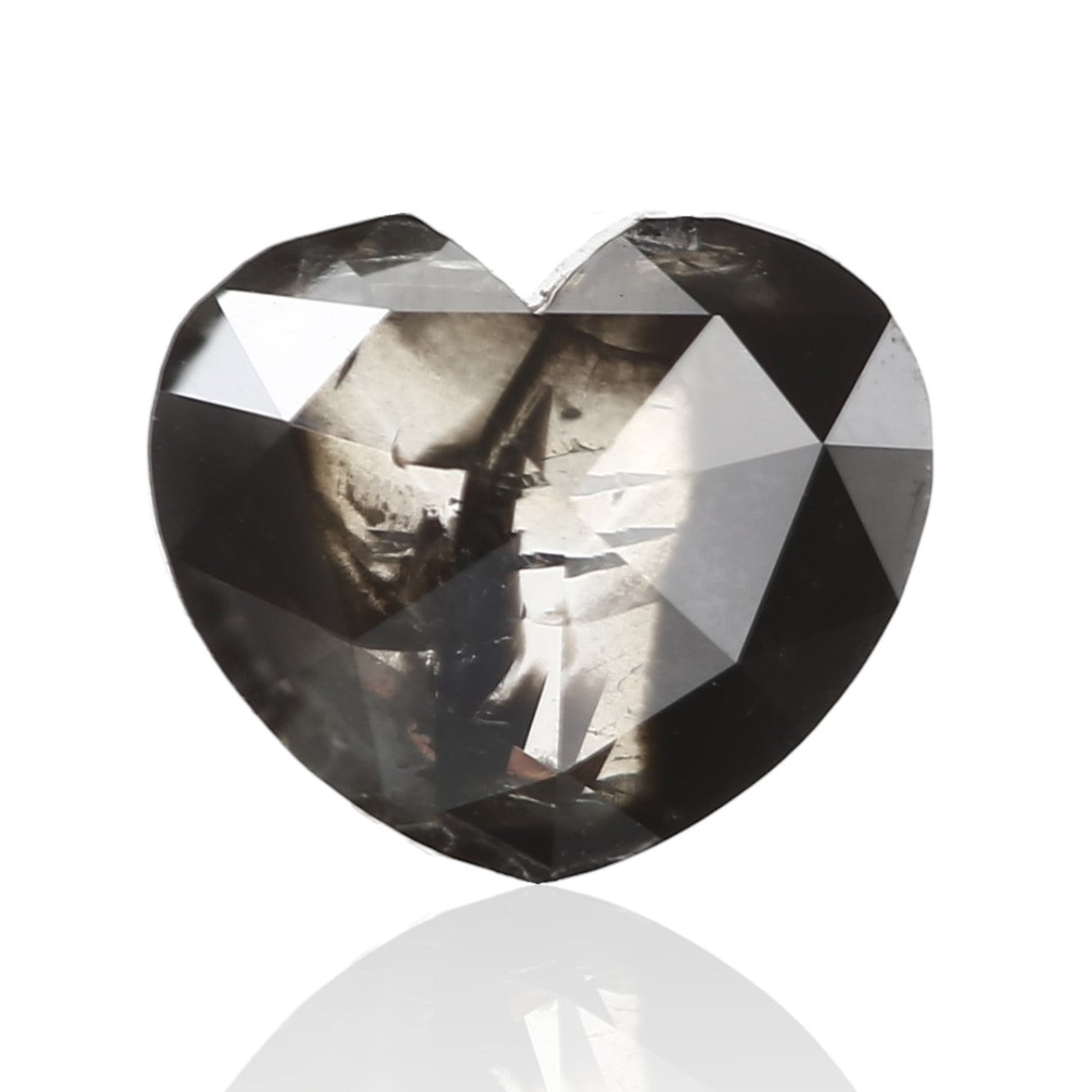 0.58 Carat 6.20 X 5.30 X 2.22 MM Natural Heart Rose Cut Fancy Black Salt and Pepper Diamond - Blackdiamond