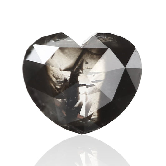 0.58 Carat 6.20 X 5.30 X 2.22 MM Natural Heart Rose Cut Fancy Black Salt and Pepper Diamond