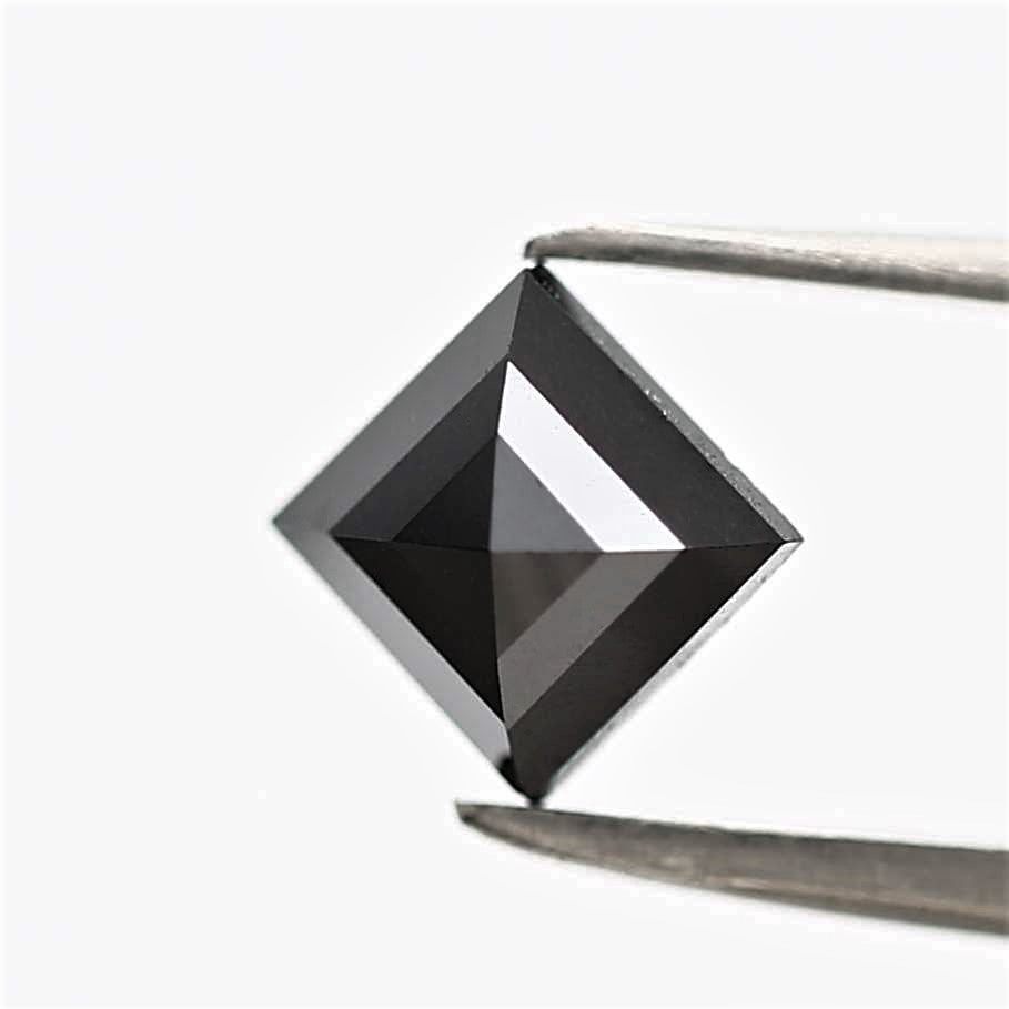 0.91 Carat 5.40 MM Natural Fancy Black Square Cut Salt and Pepper Diamond - Blackdiamond