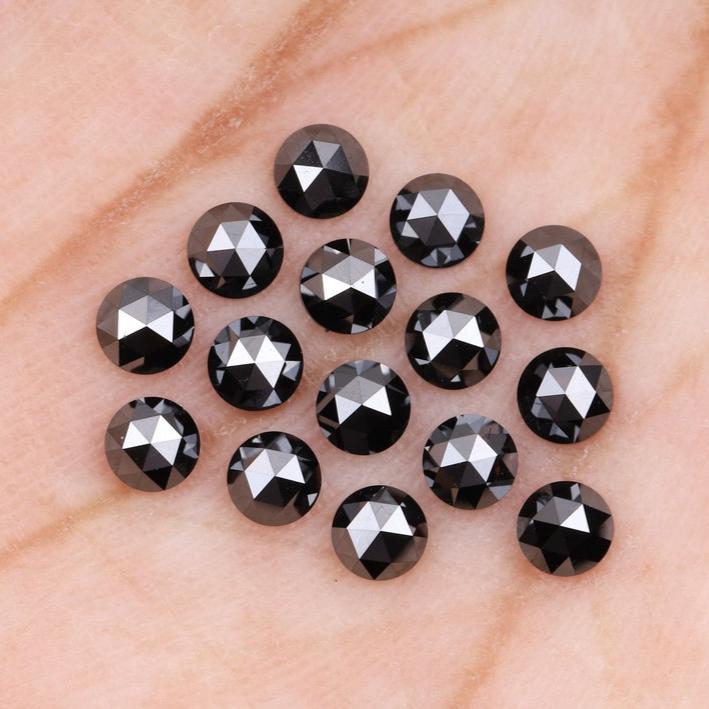 3 MM Enhanced Black Diamond Round Rose Cut Natural Loose Diamond