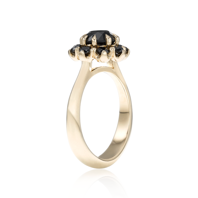 The Bloom Black Diamond Halo Engagement Ring - Blackdiamond