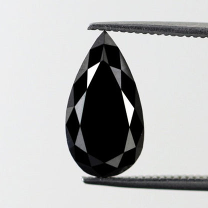 Elongated Pear Shape Diamond Heated Black Color 2.79 Carat Loose Natural Ethically Sourced AAA Quality Black Diamond Pendant - Blackdiamond