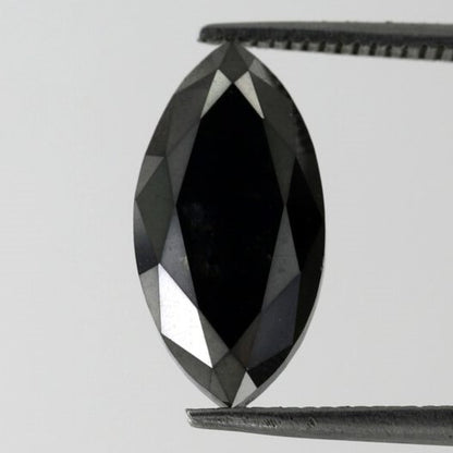 4.15 Carat Black Marquise Shape Double Cut Faceted Diamond Perfect For Engagement Ring - Blackdiamond