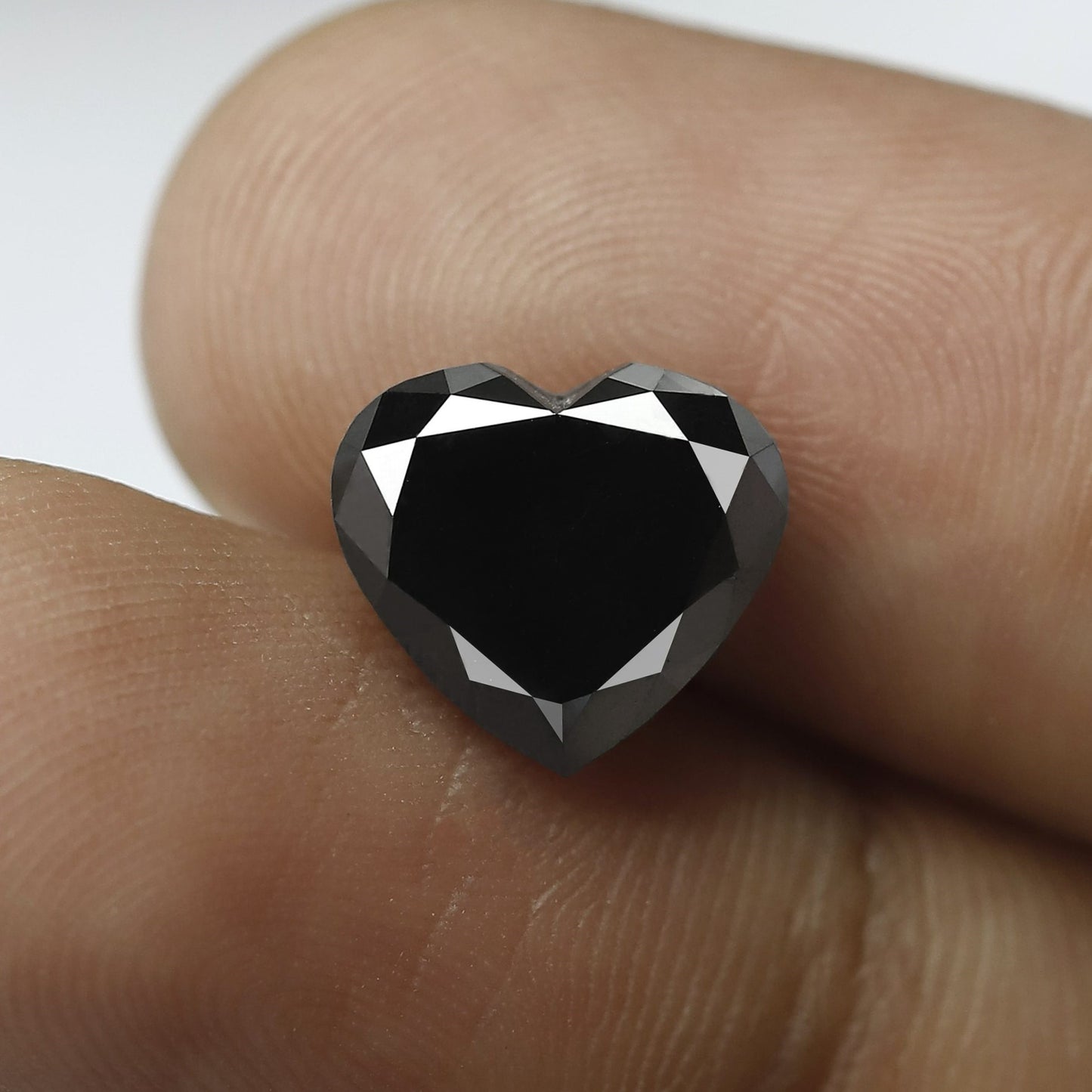 3.66 Carat Heart Shape Diamond 9 mm Heated Jet Black Color Loose Diamond For Necklace - Blackdiamond