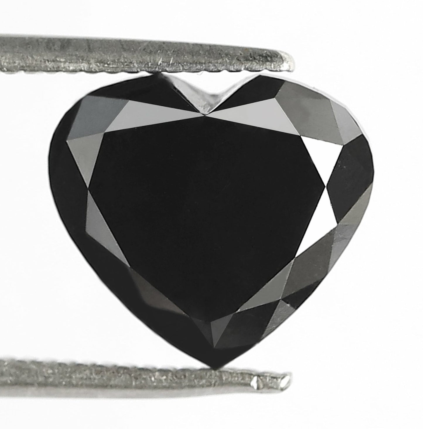 3.66 Carat Heart Shape Diamond 9 mm Heated Jet Black Color Loose Diamond For Necklace - Blackdiamond