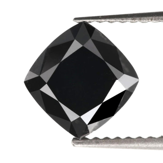 1 Carat 5.5 MM Natural Cushion Brilliant Rose Cut Black Diamond - Blackdiamond