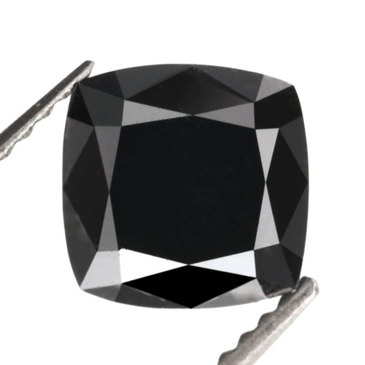 3 Carat 8 MM Natural Cushion Brilliant Rose Cut Black Diamond - Blackdiamond