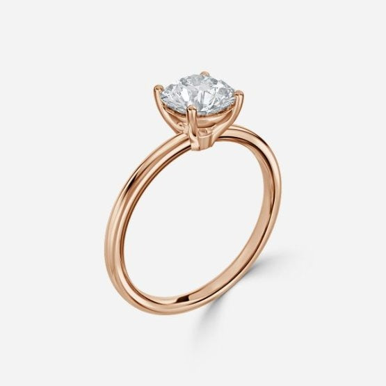 Deltic Round Solitaire Engagement Ring 14K / 18K Solid Gold