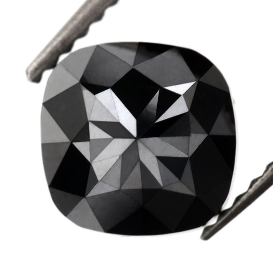 3 carat cushion cut black loose diamond