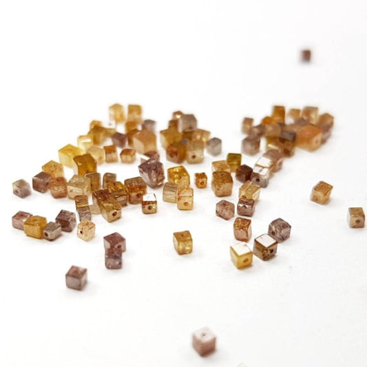 4 Carat Natural Brown Color Cube Diamonds Beads with Drilled Hole