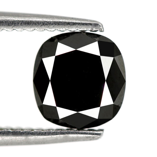 1.10 Carat 6 MM Natural Cushion Brilliant Cut Black Diamond For Solitaire Ring - Blackdiamond