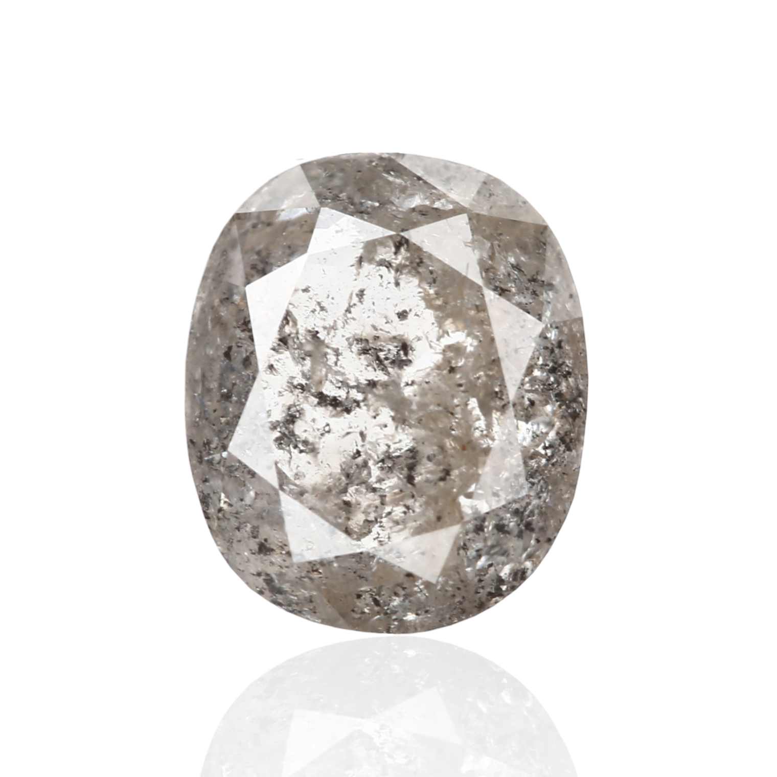 1.59 Carat 7.72 X 6.47 X 3.30 MM Cushion Rose Cut Fancy Gray Salt and Pepper Diamond - Blackdiamond