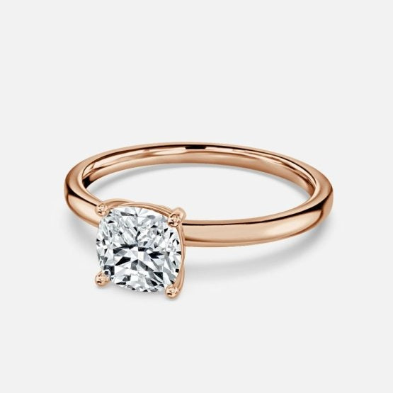 Deltic Cushion Solitaire Engagement Ring 14K / 18K Solid Gold
