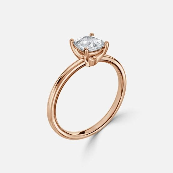 Deltic Cushion Solitaire Engagement Ring 14K / 18K Solid Gold