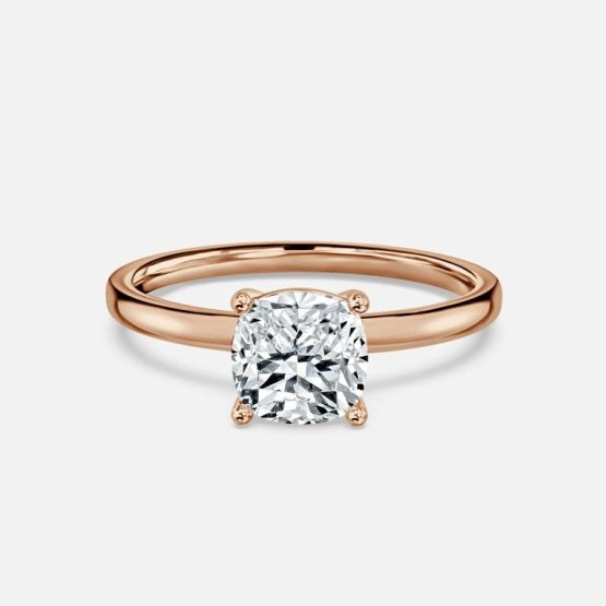 Deltic Cushion Solitaire Engagement Ring 14K / 18K Solid Gold