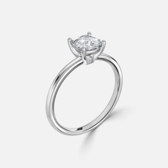 Deltic Cushion Solitaire Engagement Ring 14K / 18K Solid Gold