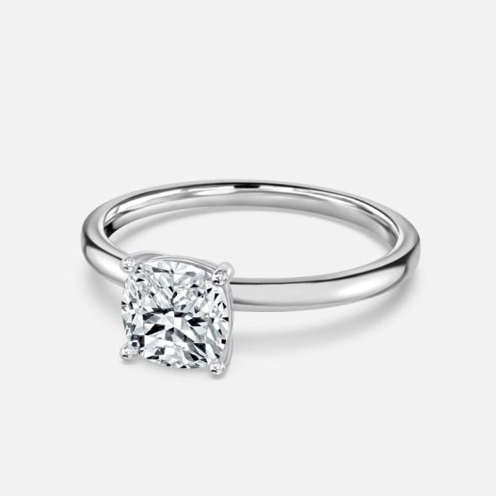Deltic Cushion Solitaire Engagement Ring 14K / 18K Solid Gold