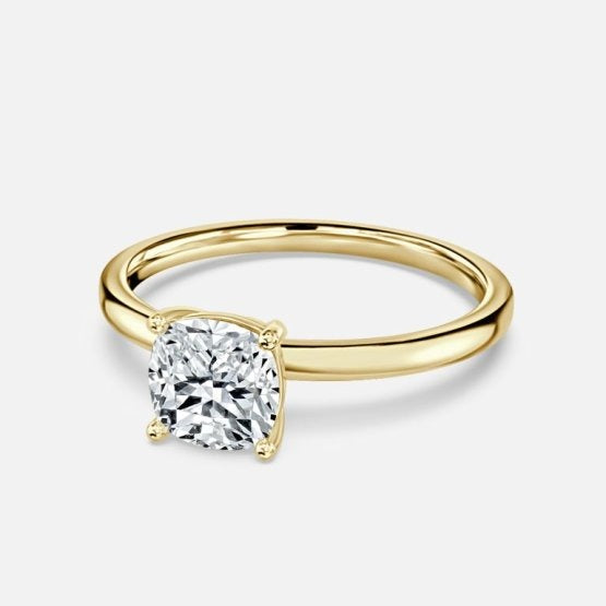 Deltic Cushion Solitaire Engagement Ring 14K / 18K Solid Gold
