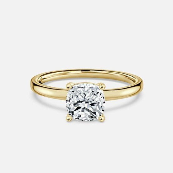 Deltic Cushion Solitaire Engagement Ring 14K / 18K Solid Gold