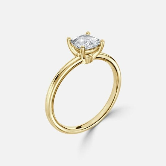 Deltic Cushion Solitaire Engagement Ring 14K / 18K Solid Gold