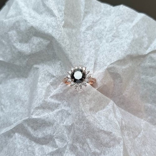 Reva Black and White Diamond Ring 14k Rose Gold - Blackdiamond