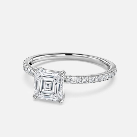 Ulip Radiant Asscher Diamond Band Engagement Ring 14K / 18K Solid Gold