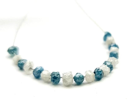 Natural Loose Diamond Beads Blue & White Rough Beads Bracelet