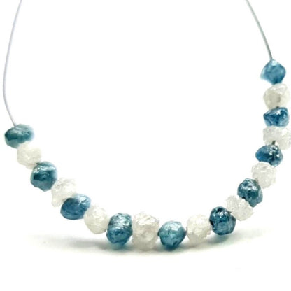 Natural Loose Diamond Beads Blue & White Rough Beads Bracelet