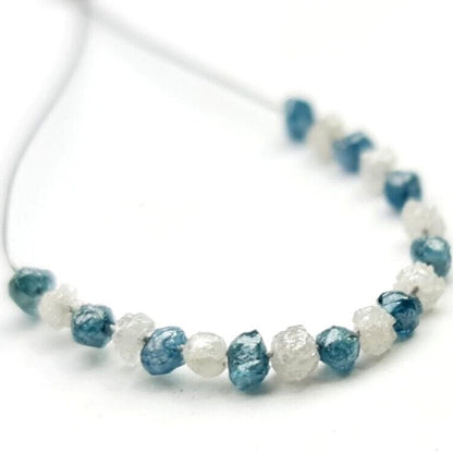 Natural Loose Diamond Beads Blue & White Rough Beads Bracelet