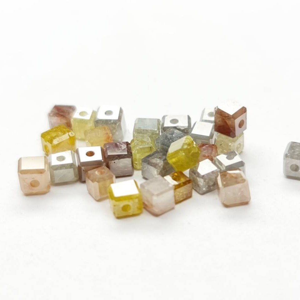 2 Carat Diamond Beads Drilled Polished Color Cubes