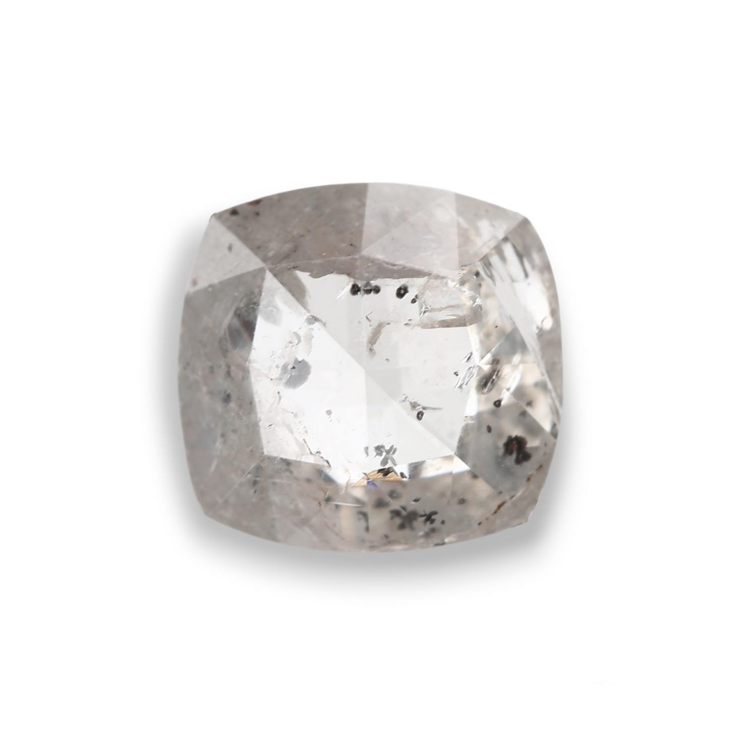 1.27 Carat 7.1 X 6.8 X 2.3 MM Cushion Rose Cut Fancy Icy White Salt and Pepper Diamond - Blackdiamond