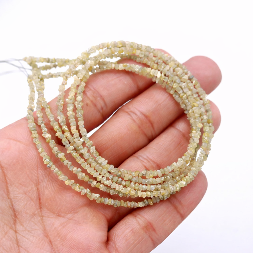 15 inch AAA Natural Uncut Yellow Rough Diamond Beads Nuggets