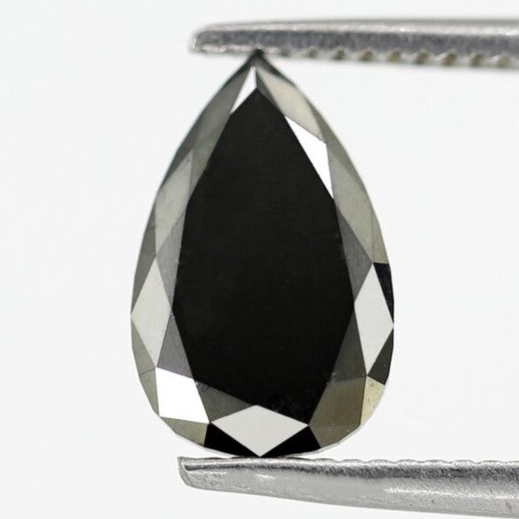 1 Carat Stunning Pear Shape Polished Heated Black Color Natural Loose Faceted Diamond For Making Engagement Ring - Blackdiamond