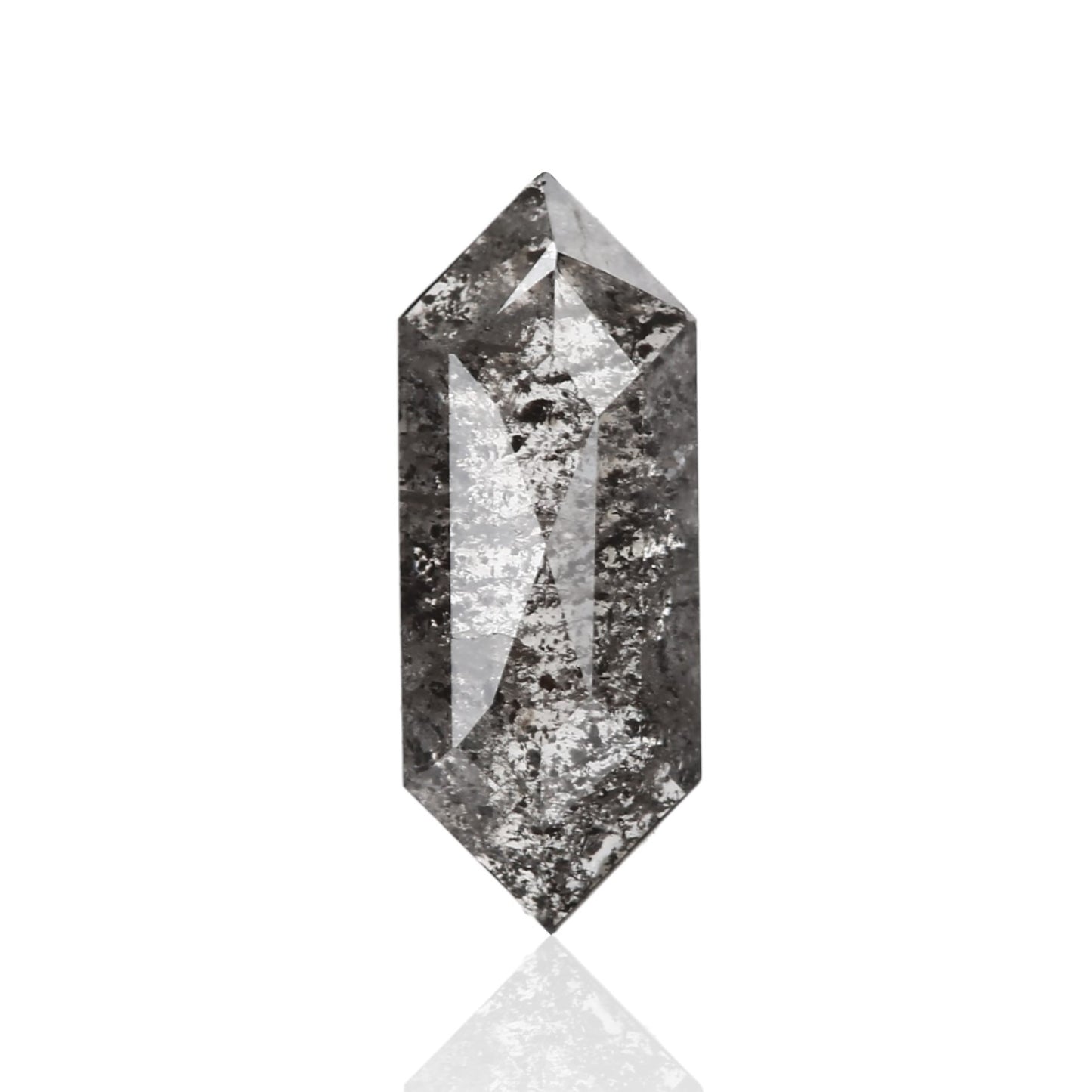 1.49 Carat 12 X 4.7 X 2.5 MM Natural Hexagon Shape Fancy Gray Salt & Pepper Diamond - Blackdiamond
