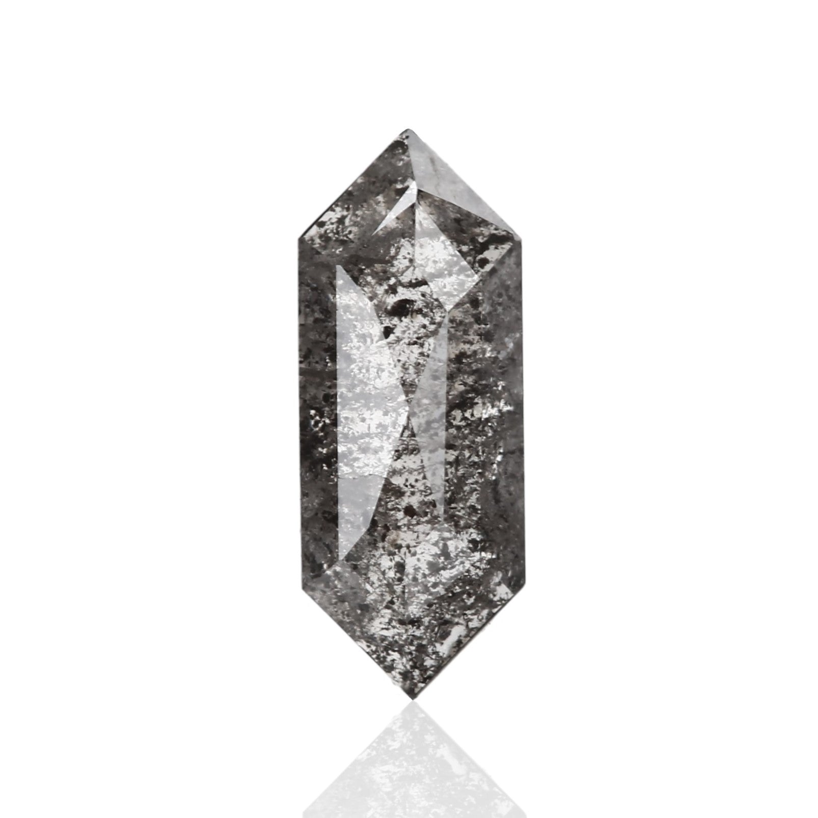 1.49 Carat 12 X 4.7 X 2.5 MM Natural Hexagon Shape Fancy Gray Salt & Pepper Diamond - Blackdiamond