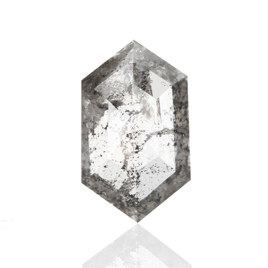 1.87 Carat 10.00 X 6.3 X 3 MM Natural Hexagon Shape Fancy Gray Salt and Pepper Diamond