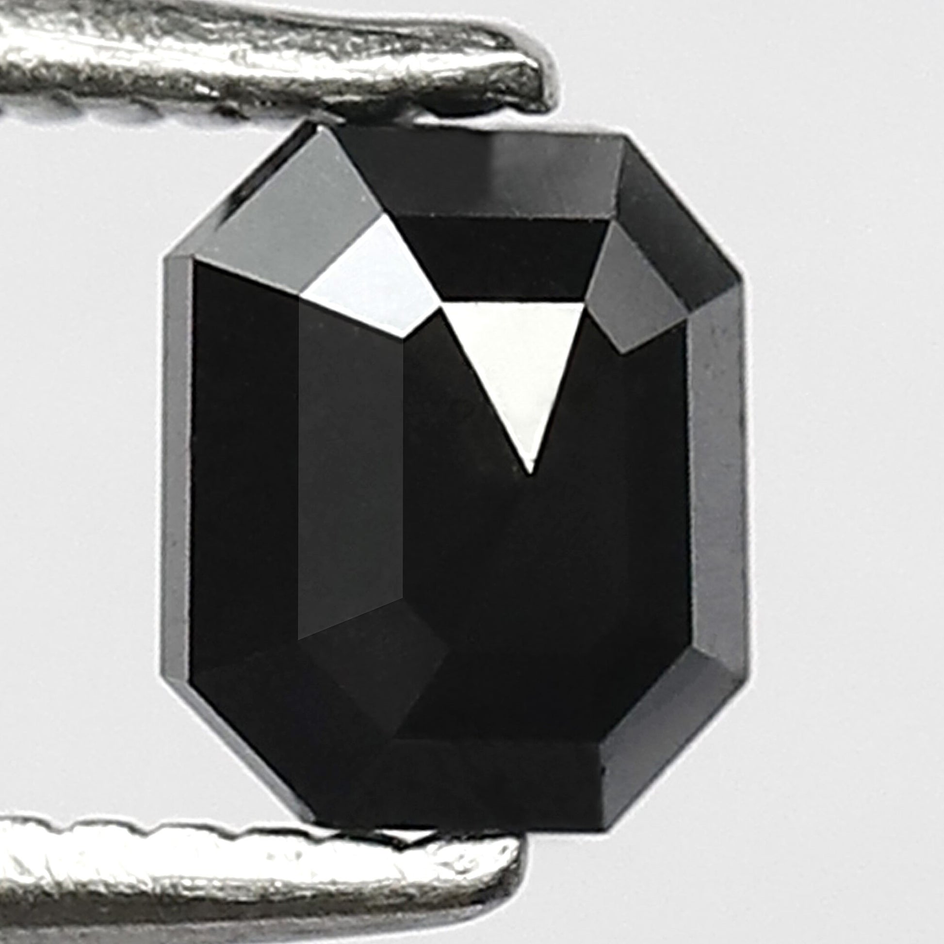 0.70 Carat Emerald Cut Diamond 5 MM Heated Black Color Emerald Shape Black Diamond For Ring - Blackdiamond