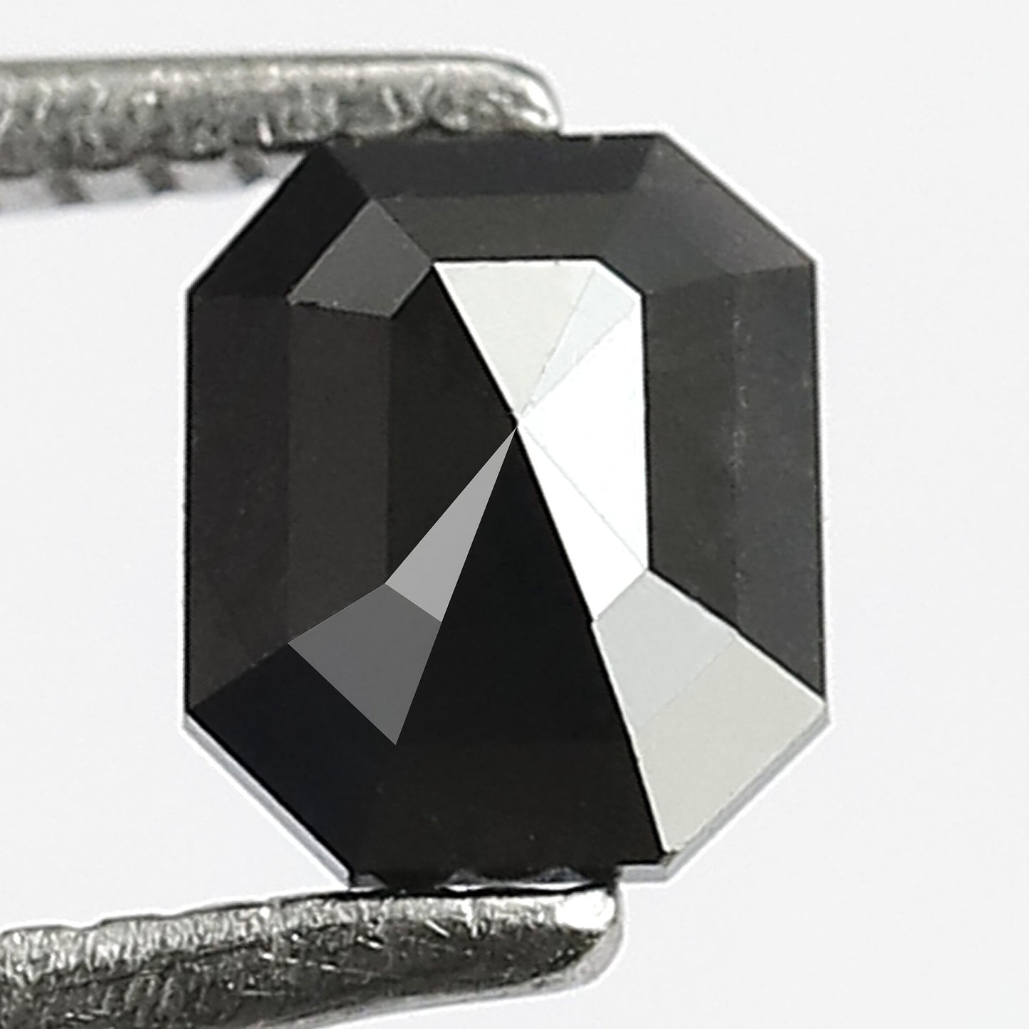 0.70 Carat Emerald Cut Diamond 5 MM Heated Black Color Emerald Shape Black Diamond For Ring - Blackdiamond