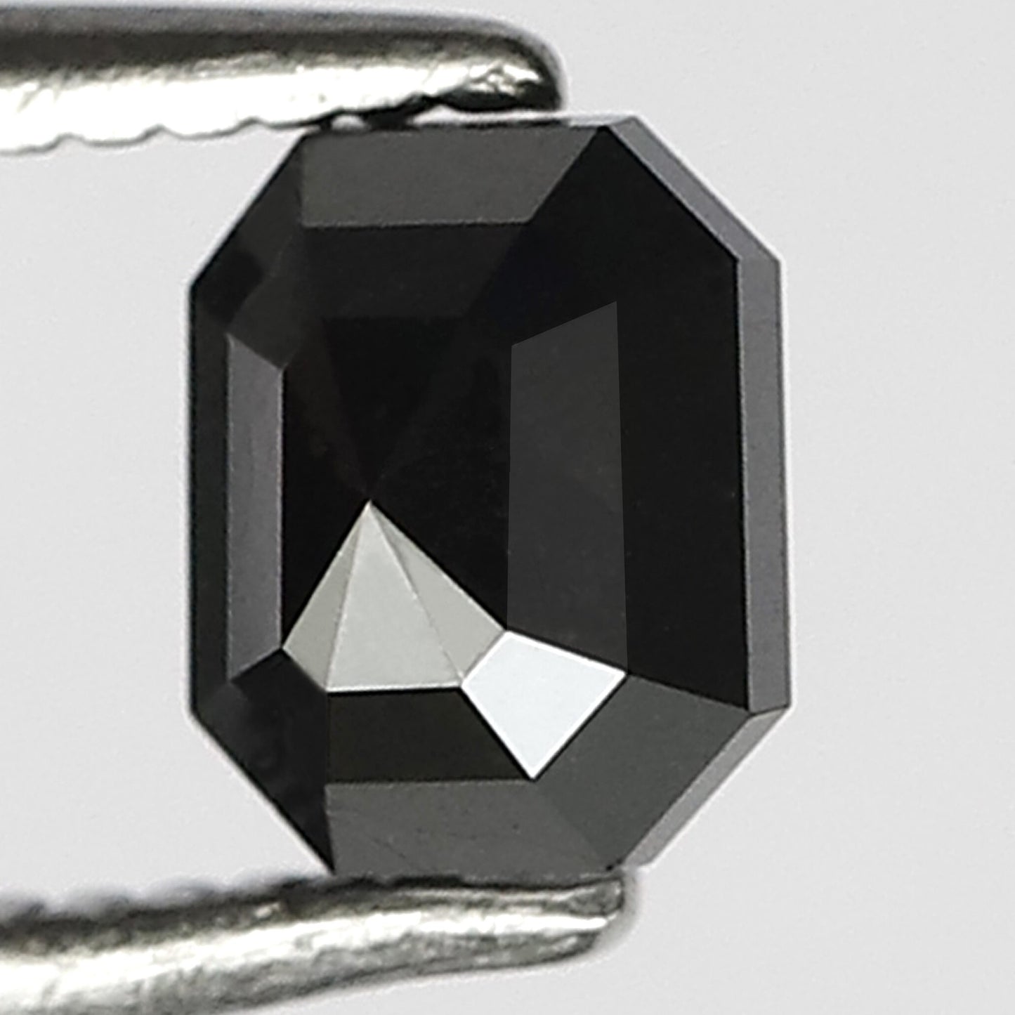 0.70 Carat Emerald Cut Diamond 5 MM Heated Black Color Emerald Shape Black Diamond For Ring - Blackdiamond