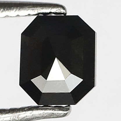 0.70 Carat Emerald Cut Diamond 5 MM Heated Black Color Emerald Shape Black Diamond For Ring - Blackdiamond