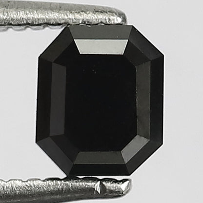 0.70 Carat Emerald Cut Diamond 5 MM Heated Black Color Emerald Shape Black Diamond For Ring - Blackdiamond