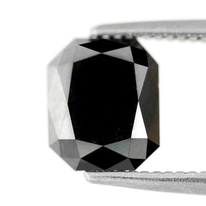 1.76 Carat Double Cut Emerald Shaped Black Polished Natural Diamond Ideal For Making Prong Setting Halo Engagement Ring - Blackdiamond