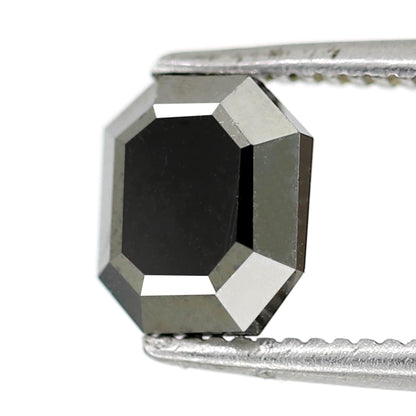 1.24 Carat Fancy Shiny Black Double Cut Emerald Shape Loose Natural Diamond For Unique Black Diamond Pendant And Ring - Blackdiamond