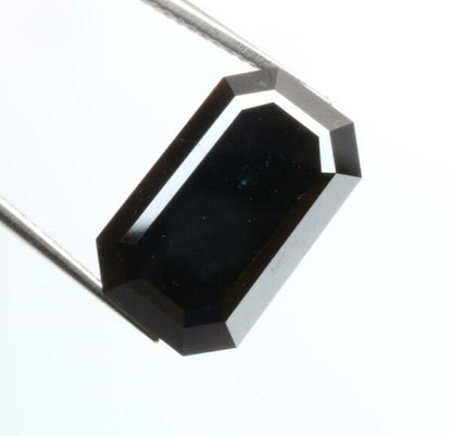 6 Carat Natural Emerald Cut Black Loose Diamond For Design Pendant Ring - Blackdiamond